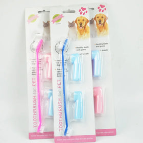 3 in 1 Dog Cat Pet Double Head Toothbrush Finger Pet Toothbrush