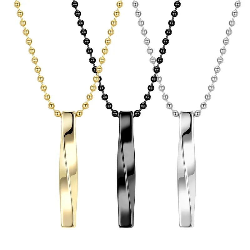 DAIHE New Fashion  Korean Stainless Steel Square Twisted Column Bar Pendant Necklace