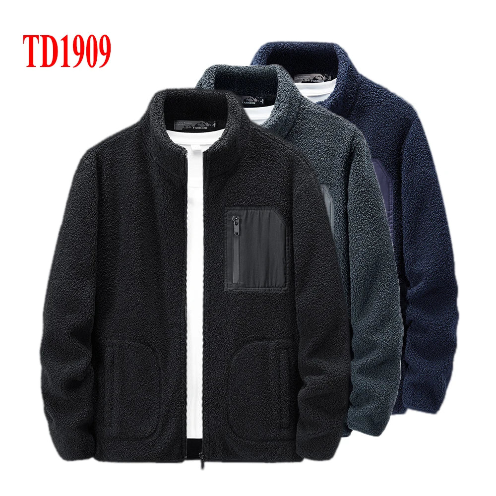 Stock Men's Fleece Outdoor Tactical Jacket Fleece Winter Heavy Jacket Coat for Hiking Traveling Outdoor Windbreaker  Outwear