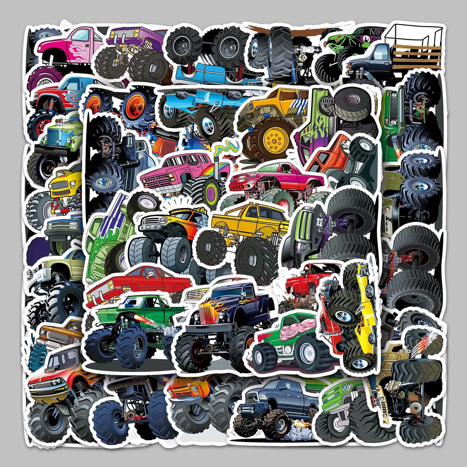 50PCS Not Repeated Cool Cute Car for Boys Gift Cartoon Monster Truck Sticker
