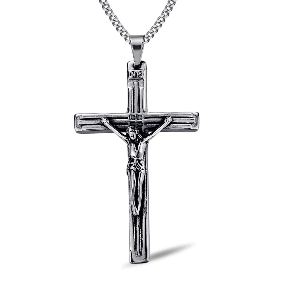 Fashionable Stainless Steel Crucifix Shape Jesus Pendant Fine Christian Necklaces for Women Men Jesus Jewellery Casting Crucifix
