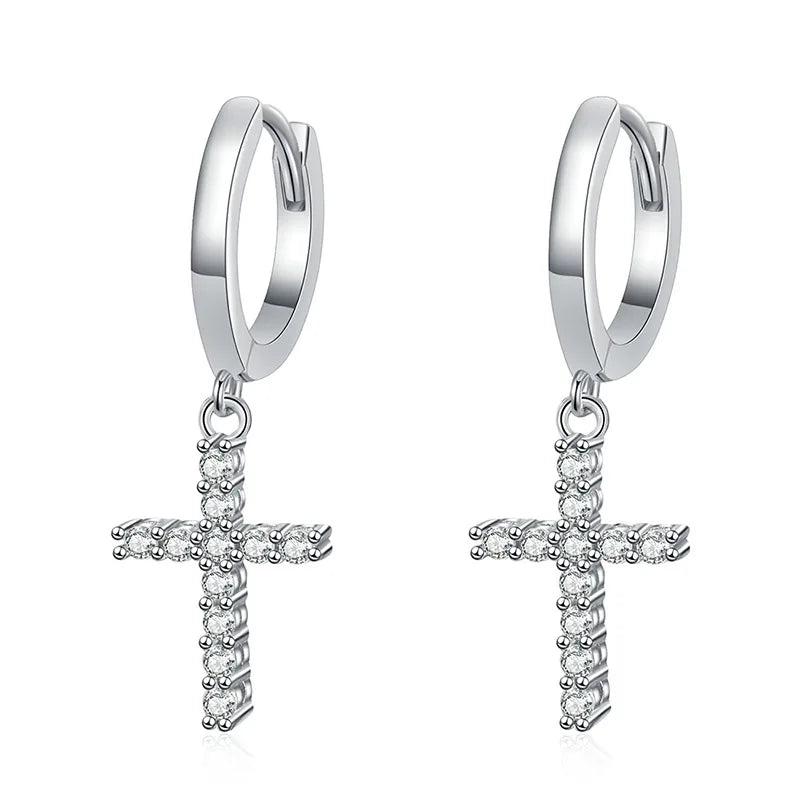 Fine Jewelry Grade D Moissanite Diamond Drop Earrings 925 Sterling Silver 0.18ct Moissanite Cross Earrings