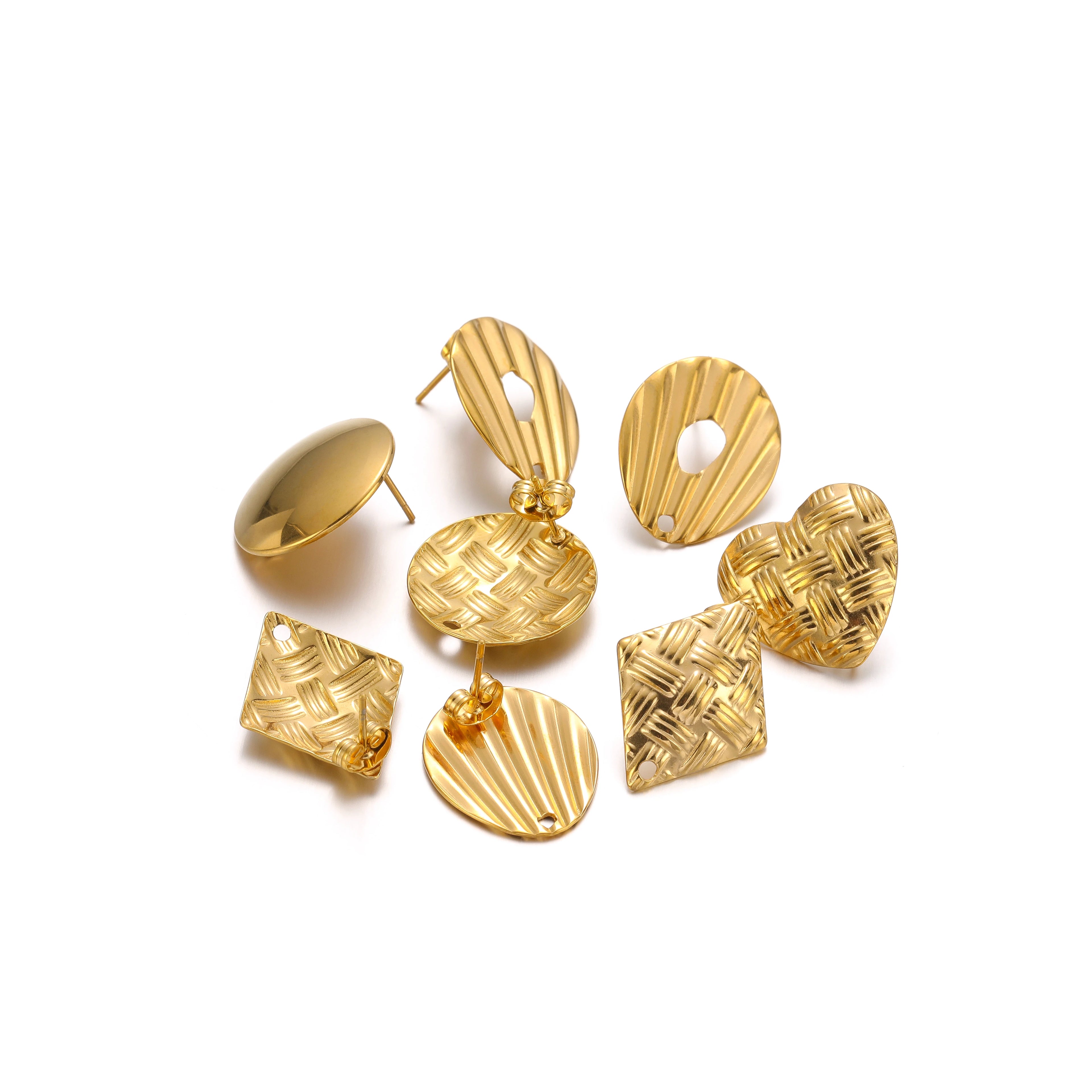 Wholesale/Retail Embossed Heart Ear Post DIY Drop Earrings Findings Jewelry Making Accessories Components