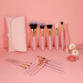 GRACEDO Vegan Pink 15-Piece Wood Handle Synthetic Hair Makeup Brush Set-Customizable Private Label Travel-Friendly Professional
