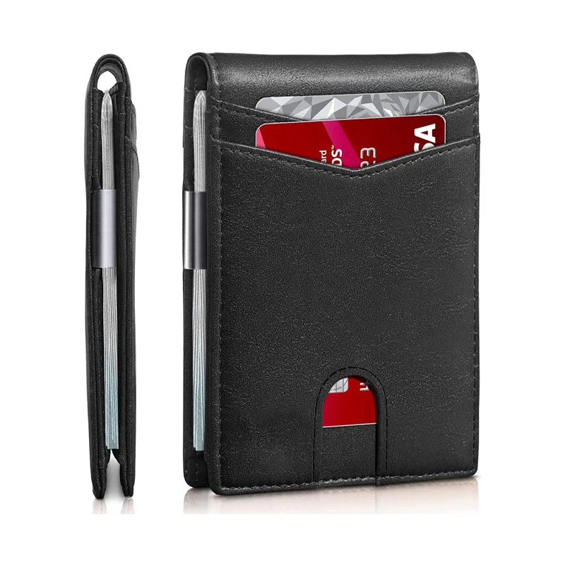 Custom First Layer Microfiber Material  Wallets Mens microfiber Material  Money  Wallets RFID Bank Credit Id Card Holder Purse