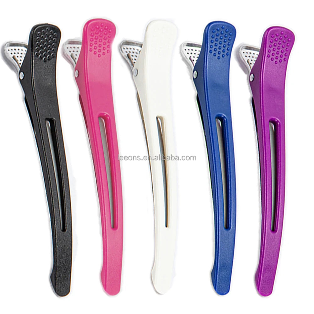 Leeons Wholesale Price Hairdressing Salon Accessories 5 Colors 6 Pcs/ Pack Hair Sectioning Clip Carbon Fiber Duckbill Hair Clips