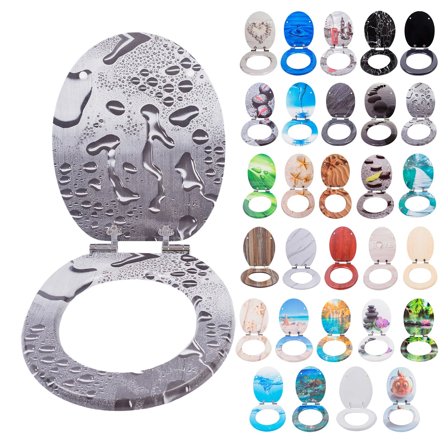 Modern Style Soft Slow Close Zinc Alloy Hinges Round Closed Front Quick Release Toilet Seat Cover Wood MDF Bathroom Accessory