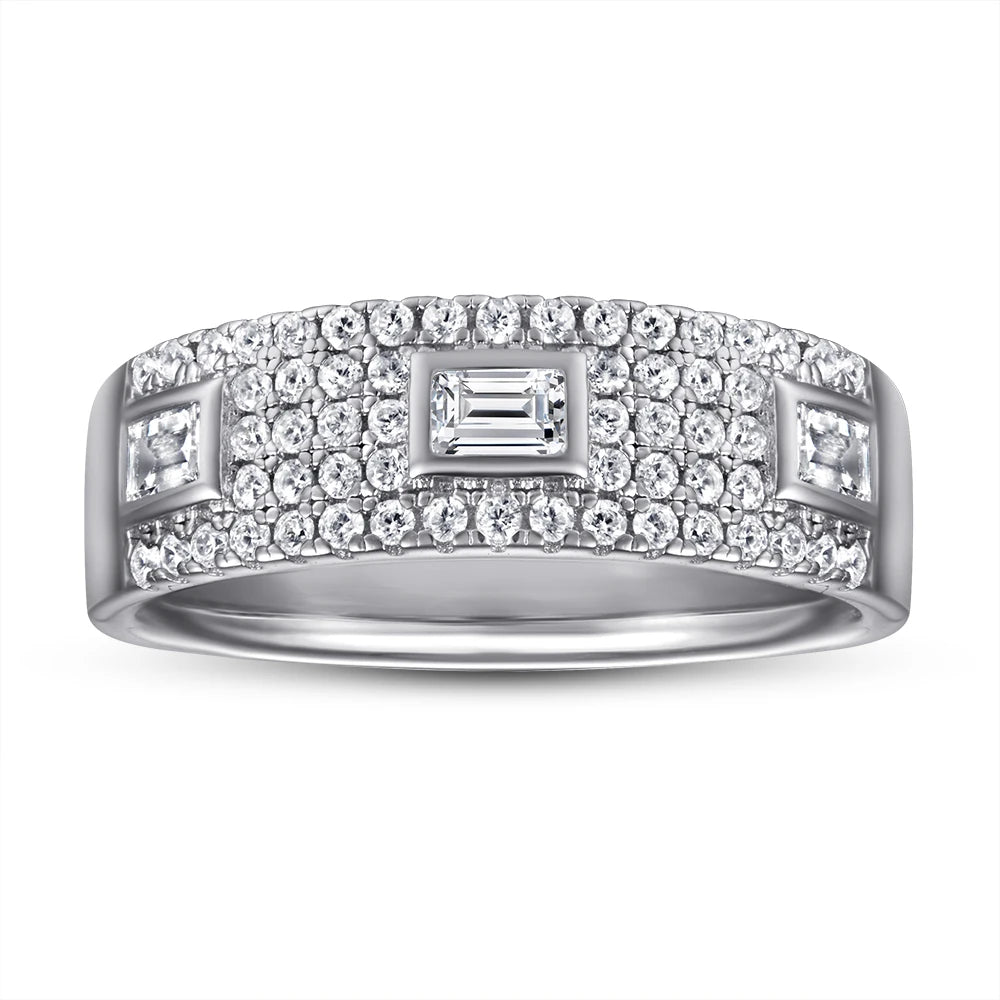 Luxury Princess Cubic Zirconia Engagement Ring Women Silver 925  Diamond Wedding Rings