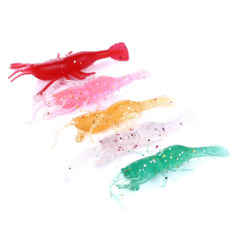 For Hengjia 8cm 3.6G Small Soft Shrimp Fishing Lure Plastic & Silicone Printed Baits for River Lake Stream Fishing