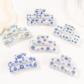 Square Printed Moon Rainbow Hair Claw Girls Hair Accessories Shark Clamp Women PVC Blue Eye Hair Clip