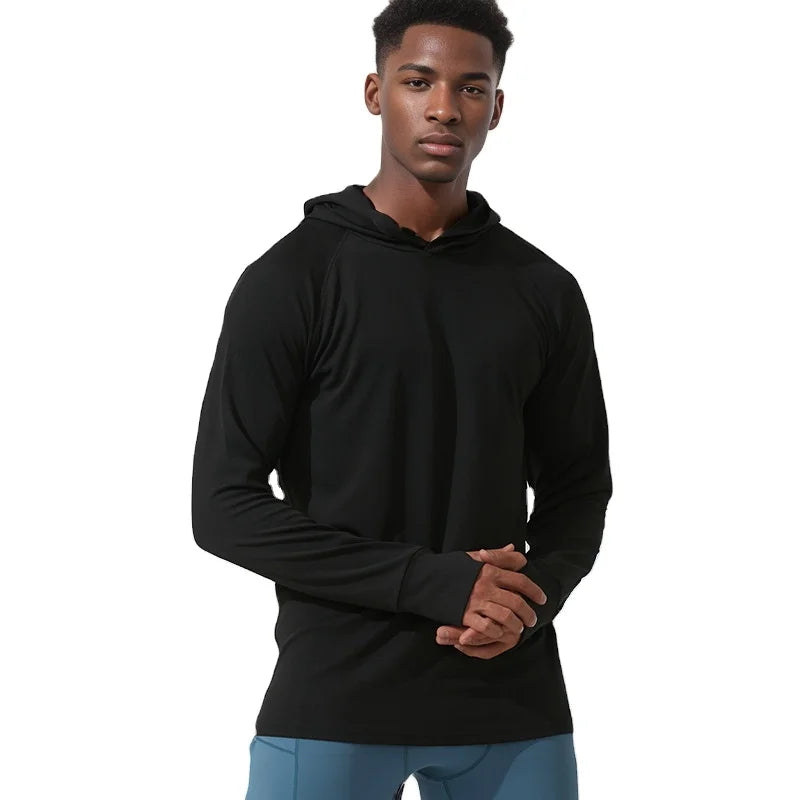 Men's Leisure Sports Hoodies  Thumb Hole Loose Hoodie for Running Fitness Training Wear Quick Dry Jackets