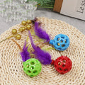 Cat Feather Bell Toy Pet Cat Hollow Ball Cat Interactive Teaser Toy Ball
