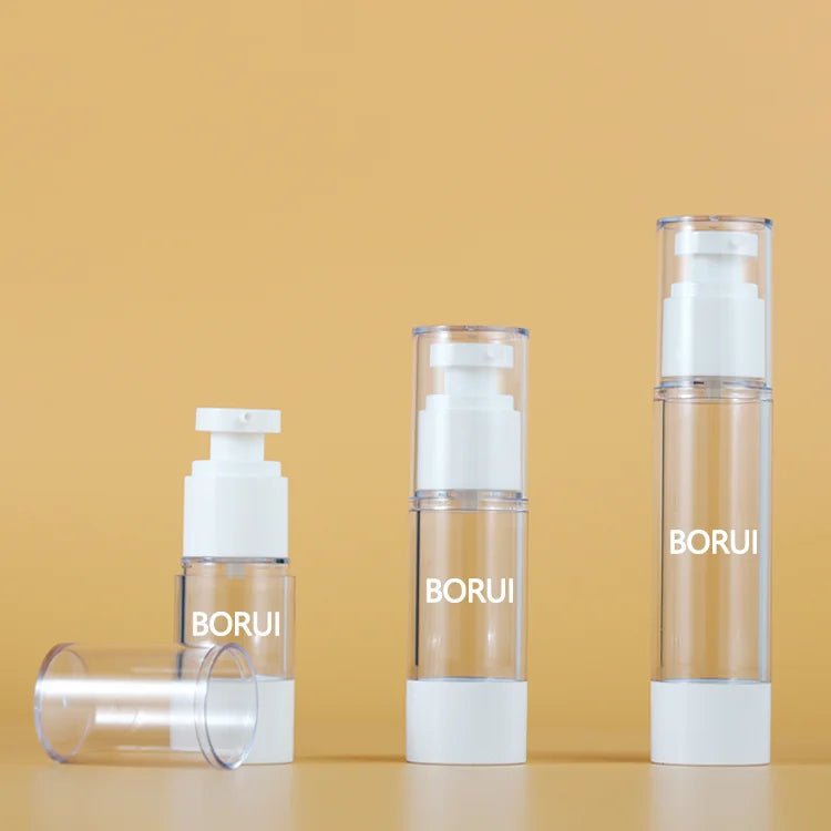 Borui Wholesale Mini Vacuum Amber for Airless Serum Bottle 15ml/30ml/50ml/100ml Travel Plastic Custom Color for Face Mask Wigs
