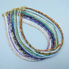 Tiny 2-3mm Micro Faceted Natural Gemstone Beads Choker Necklace Healing Crystal Necklace Jewellery for Her Gifts