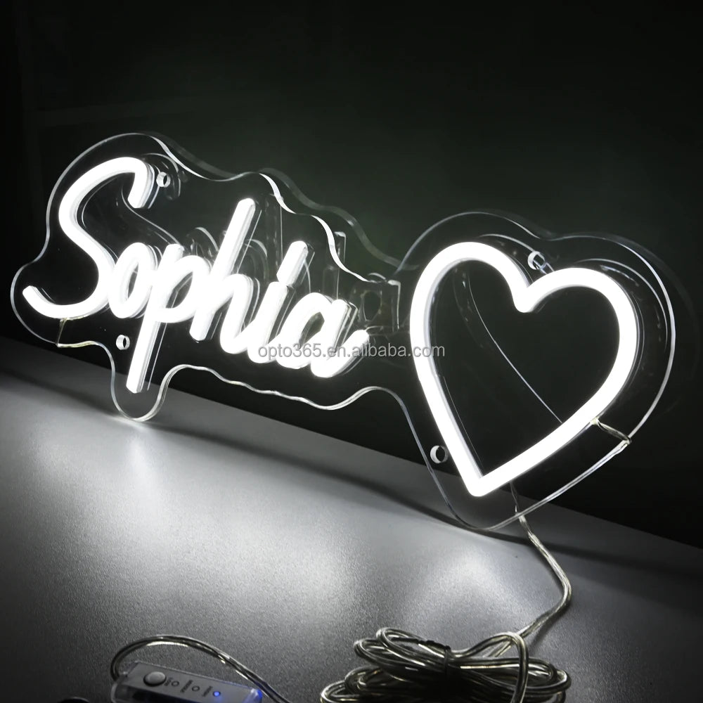 Custom Letter LED Retail Neon Sign Artwork Light Wedding Heart Name Logo Acrylic Wall Hanging Home Party Decoration Lights