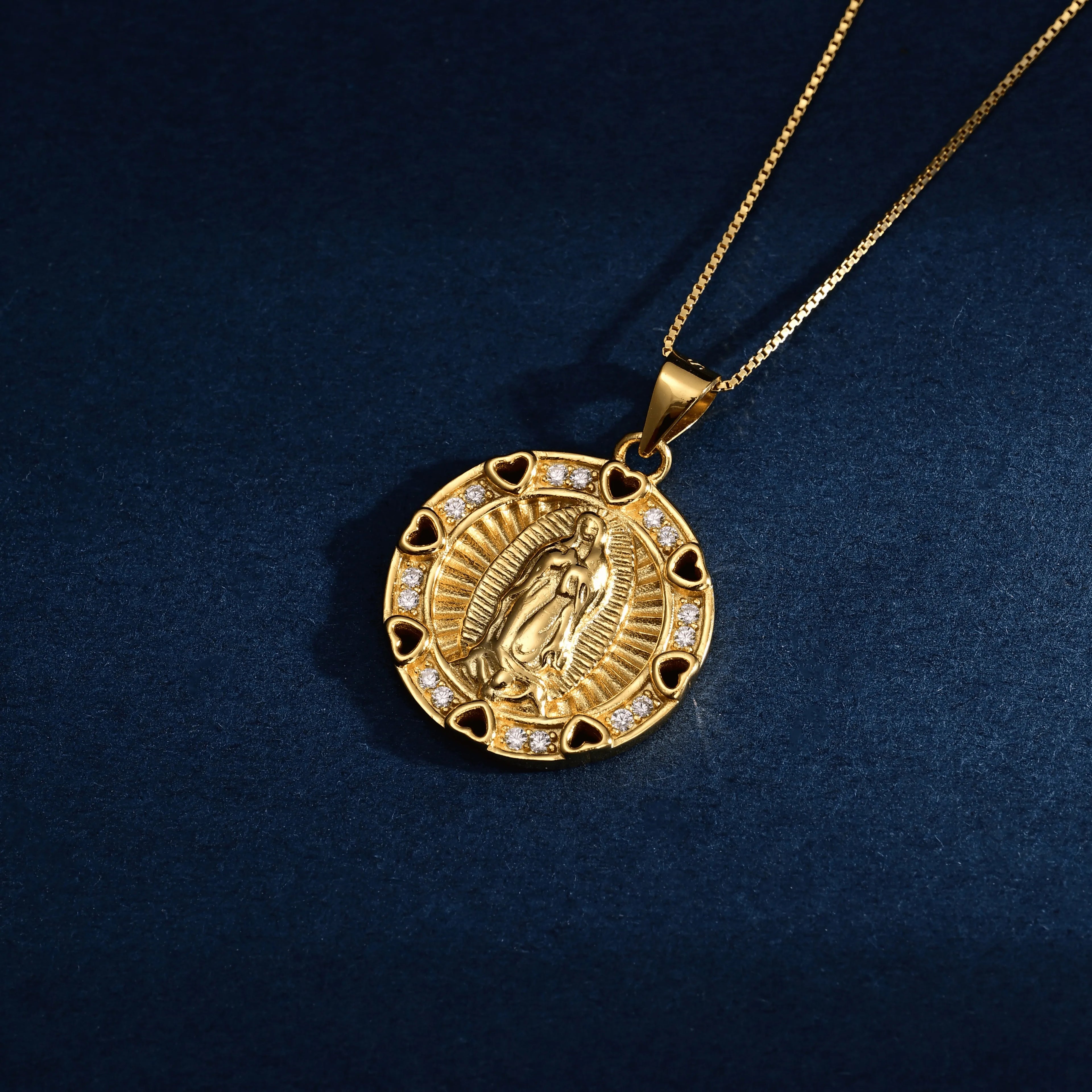 Wholesale Pendant Jewelry 18K Gold Plated Virgin Mary Retro Pendant Cubic Zirconia 925 Sterling Silver Fine Jewelry Pendant