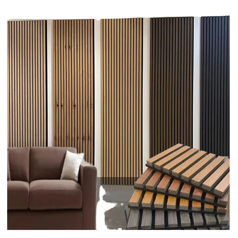 Wholesale Modern Eco-friendly Wooden Slat Acoustic Panel with Polyester Fiber for Soundproof Ceiling and Entryway Interior