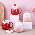 Creative Ins Strawberry Fruit with Lid Milk Lovely Large Ceramic Coffee Cup Christmas Mugs