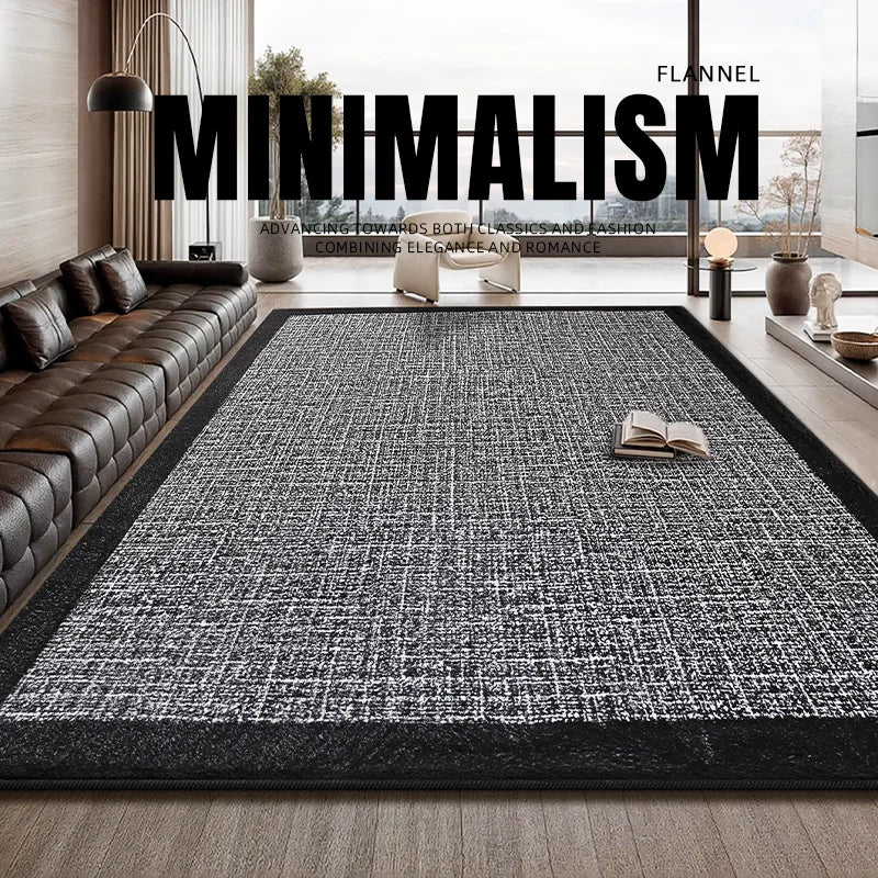 City Modern Simple Luxury Black Grey Living Room Large Carpet  Faux Cashmere Area Rug