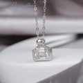 Silver 925 Original Total 1 Carat Brilliant Emerald Cut Diamond Test Past D Color Moissanite Lock Pendant Necklace Fine Jewelry