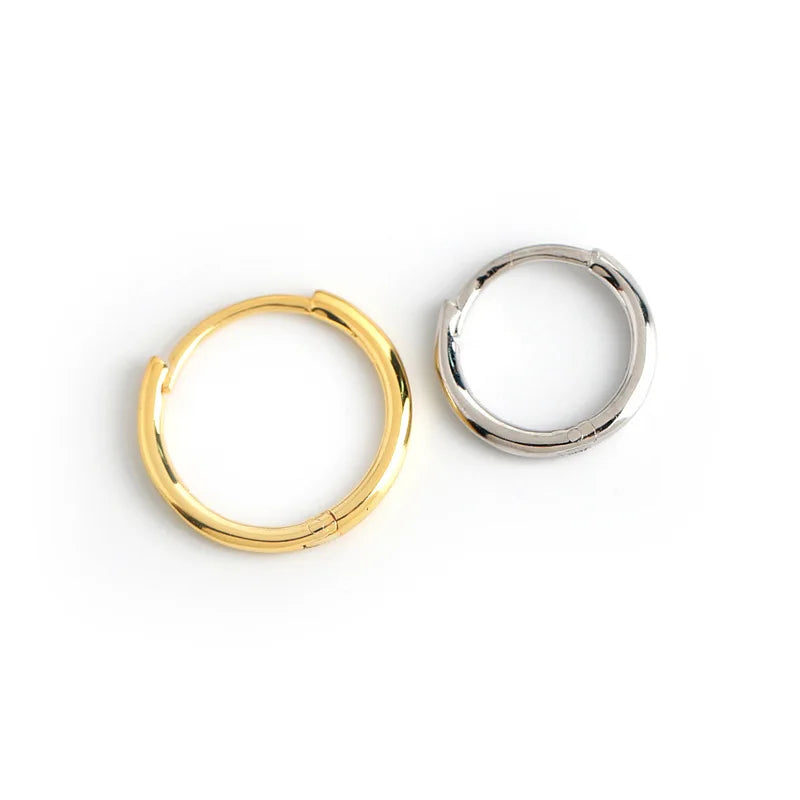 Wholesale Clip on Round Earrings Simple 925 Sterling Silver Hoop Earrings Geometric 18k Gold Hoop Earrings