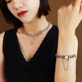 18k Gold Plated Stainless Steel Exaggerated Thick Heavy Hip Hop Cuban Chain Chokers Necklace and Bracelet Set for Women