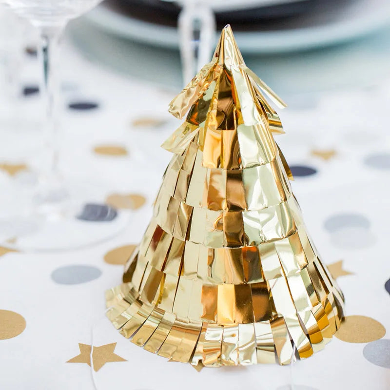 609029 Mini Paper Party Hat 5pcs Offset Printing Gold Tassel Tinsel for Birthday Event Celebration by Party Maker