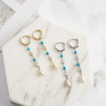 RINNTIN GME41 Exquisite 925 Sterling Silver Natural Turquoise Zircon Earrings 14K Gold Plated Drop Earrings