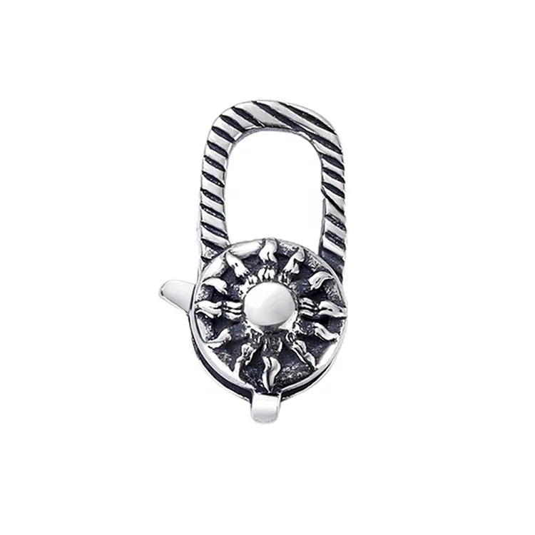 Antique Silver Sterling Sun Flower Clasp 925 Lobster Claw Clasps Oxidized Silver Pendant Clasp for DIY Jewellery Making