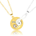 Men Women Crystal Drill Gold Silver Color Music Note Couple Necklace Set Anniversary Charm Chain Necklaces Jewelry Lovers
