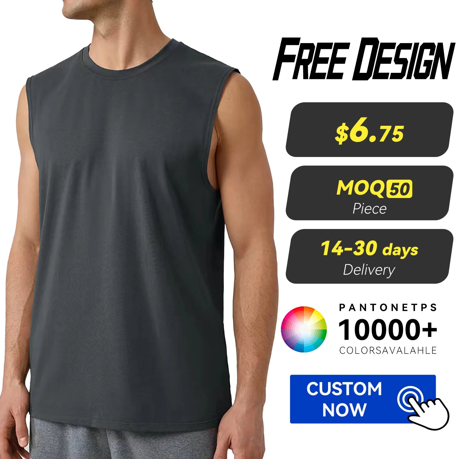Custom Logo Men's Loose-Fit Quick Drying Sports Vest Breathable Tank Tops Lightweight High Elastic Fitness Sleeveless T-Shirts