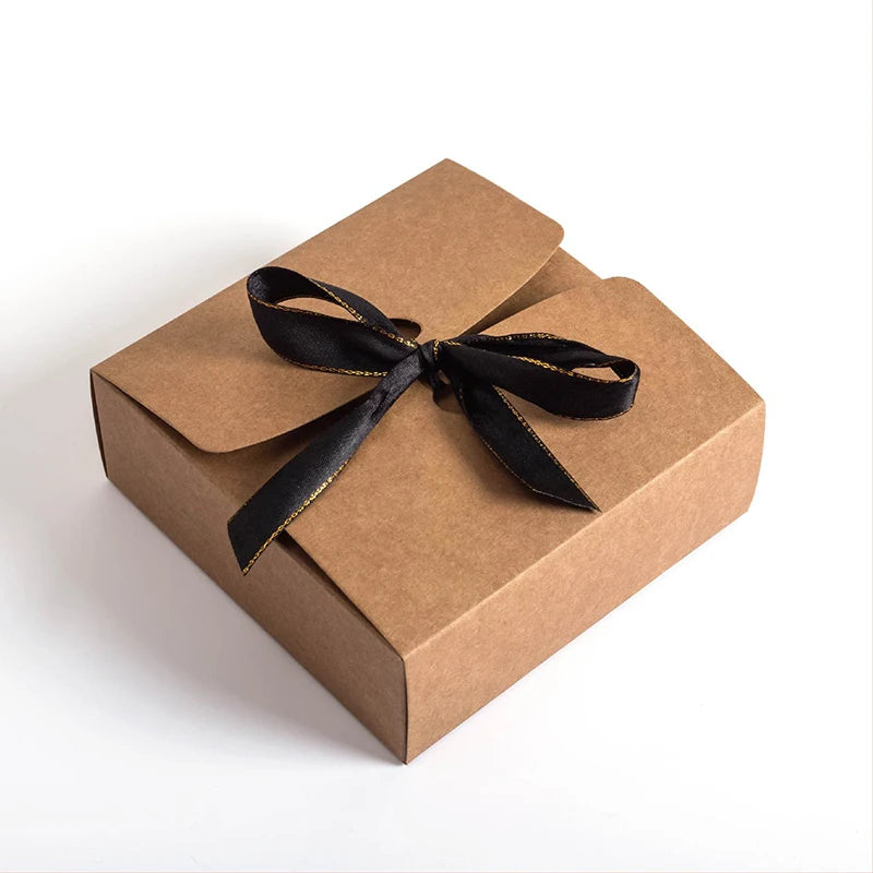 Factory Price Small Size Foldable Gift Box Kraft Paper Packaging With Ribbon Bowknot for Wedding Gift
