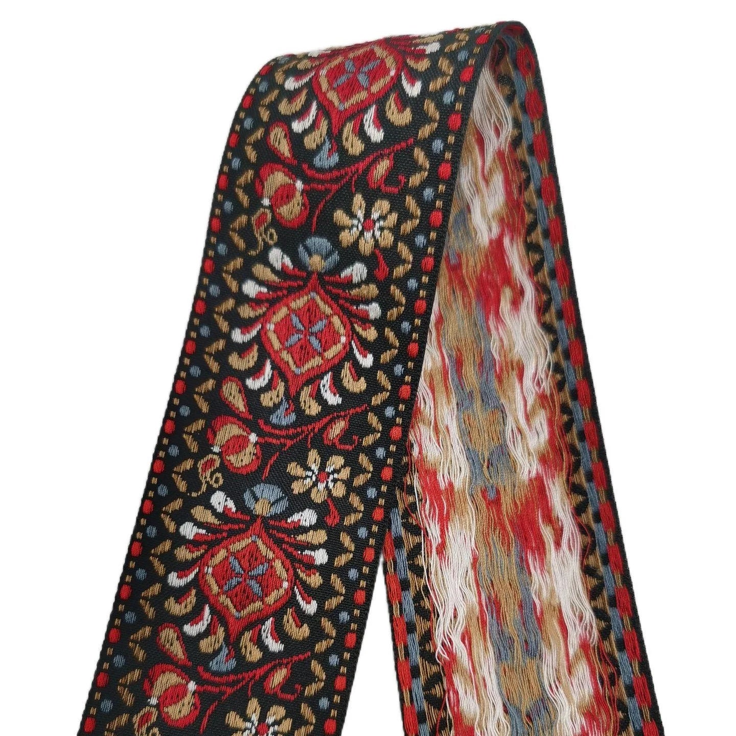 Rhombus Flower 2'' Jacquard Polyester Webbing Jacquard Ribbon Belt Hat Band