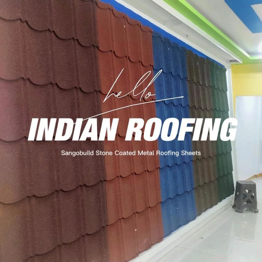 West Africa 0.45 mm Aluminized Zinc Coating Stone Coat Metal Roof Tile in South Africa India