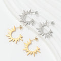 Fenny Waterproof Personality Exaggerated Sunflower Drop Hoop Earring Trendy For Women Wholesale Stainless Steel Ladies Jewelry