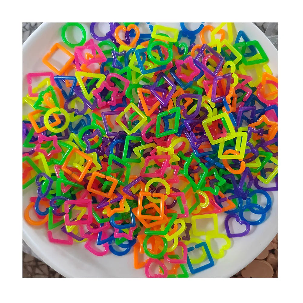 500g/Lot Mixed Candy Color Acrylic Linking Rings Charms Star Heart Round Square Shape Connectors for  Jewelry Making Findings