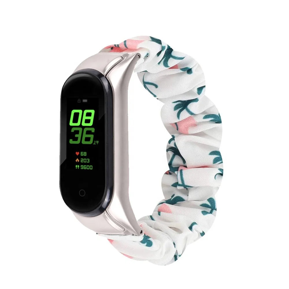 Elastic Printing Hair Ring Wristband Strap for Xiaomi Mi Band 5 4 3 NFC Smart Watch