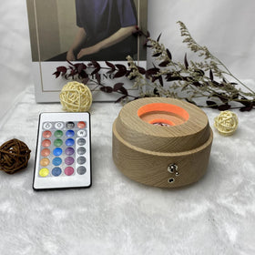 Music Box LED Luminous Wood Base Rotating Wooden Lamp Base for Crystal Ball Gift for Valentine Christmas