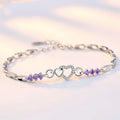 2024 New Wholesale Brass Inlaid Zircon Silver Plated Heart to Heart Bracelet Fashion Jewelry Gift for Unisex Anniversary