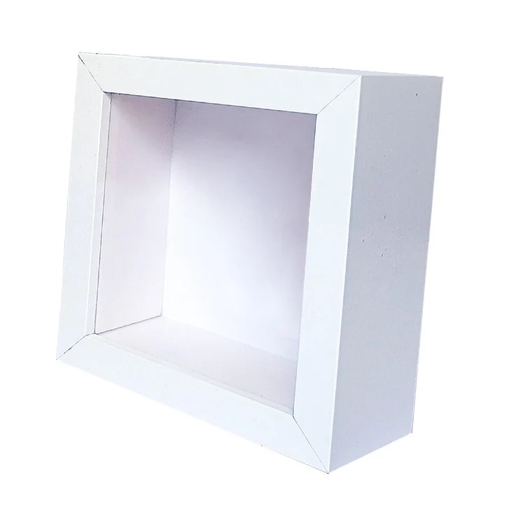 High Quality Classic White 8*8 Square Picture Frame Shadow Box Die Cutting Wholesale Glass Classic White Shadow Box Frames