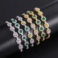 Trendy Roman Copper Alloy Glitter Shiny pink Green Colorful Zircon Diamond Tennis Bracelet Party Wedding