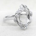 Semi Mount 8*10mm Sterling Silver Ring Empty Frame Blank Support Setting S925 Base Holder Without Center Stone for DIY Inlay