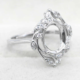 Semi Mount 8*10mm Sterling Silver Ring Empty Frame Blank Support Setting S925 Base Holder Without Center Stone for DIY Inlay