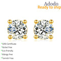 Classic Four-claw Moissanite Jewelry Fashion 925 Silver Gold Plated 1CT Moissanite Stud Earrings for Women Everyday Wear