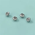 5.7mm Spacer Beads Antique 925 Sterling Silver Engraving Lantern Shape Round Flat Beads for Jewelry Making Kit