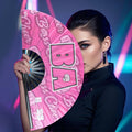 Custom Printed Bamboo Large Hand Folding Fan for Party or Big Event