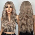 Wigs Wholesale Long Ash Blonde Wig for Women Blonde Wave Hair Wigs With Curtain Bangs Natural Light Brown