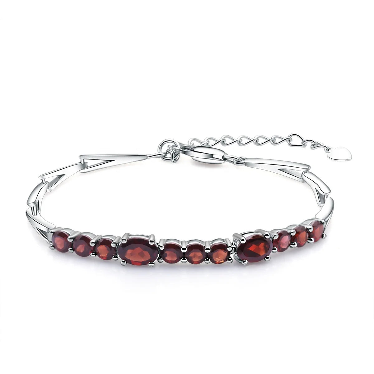 Abiding Luxury Bracelet Natural Red Garnet Tennis Link Bracelet Jewelry 925 Sterling Silver Women New Fashion Bracelet