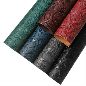 12 X 53 Inch Embossed Faux Leather Roll Vintage Flower Textured Synthetic Leather Fabric for DIY Sewing Crafts Jewlery Making