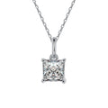 Popular 925 Sterling Silver Square Necklace Shiny Zircon Geometric Shape Pendant Simple Charm Women Choker Day Gift Fine Jewelry